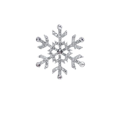 Broche de flor de nieve en plata y cristal para vestido de Navidad