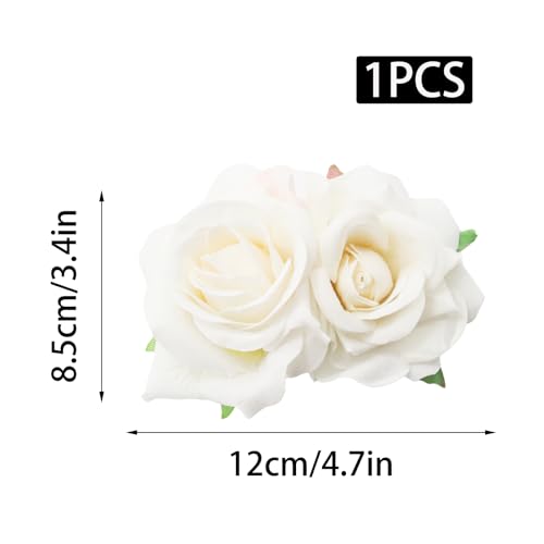 Pinza para el cabello flor rosa crema 4.7 in miniatura 2