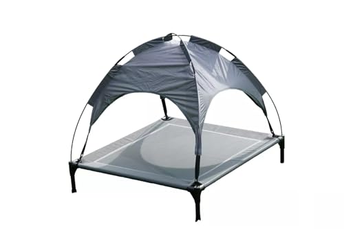 HOMION Elevated Dog Bed Outdoor Raised Dog Cats Cots Bed for Small/Medium Cats Dogs Cooling Camping Elevated Pet Bed Raised Cat Bed for Indoor Outdoor Washable Breathable Grey with Black Frame