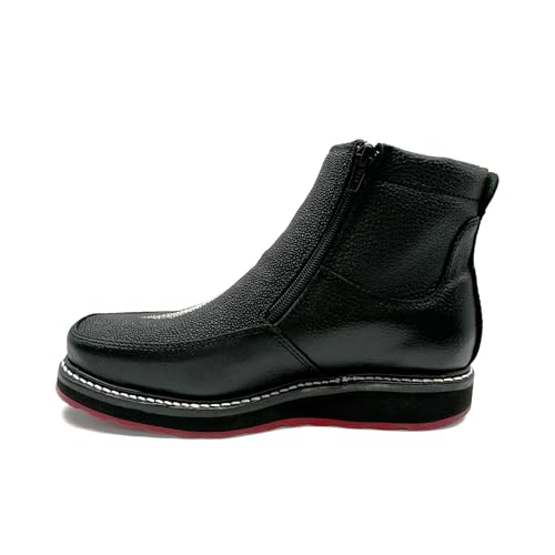 Men’s Black Leather Square Toe Short Ankle Stingray Print Embossed Cowboy Boot3