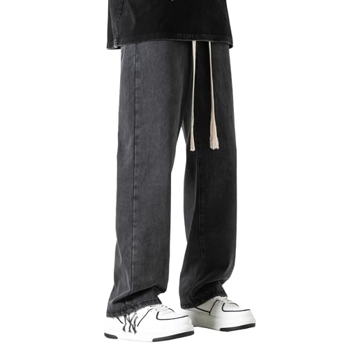 DOSLAVIDA Men's Straight Leg Jeans Relaxed Fit Baggy Jean Hip Hop Loose Fit Carpenter Denim Pants with Drawstring4