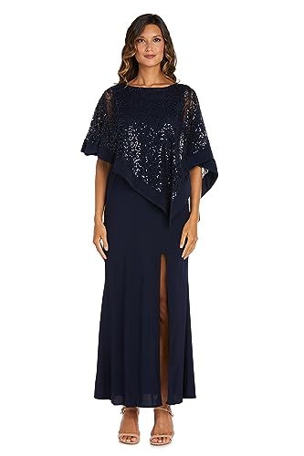 Image of R&M Richards Women's Sequin Lace Poncho Overlay Sheath Dress for Wedding Guest, Cocktail Attire & Evening Occasions