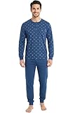 o-day Vanue Pigiama Uomo Cotone Leggero Lungo Primaverile M-XXL (IT, Testo, L, Regular, Regular, Modello 3)