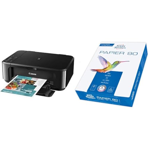 Canon PIXMA MG3650S Drucker Farbtintenstrahl DIN A4 (Scanner & Avery Zweckform 2563 Drucker-/Kopierpapier (500 Blatt, 90 g/m², DIN A4 Papier, hochweiß, für alle Drucker) 1 Pack