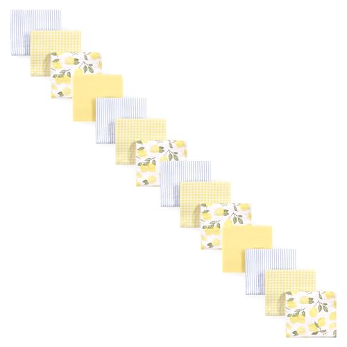 Image of Hudson Baby Unisex Baby Cotton Flannel Receiving Blankets Bundle Set, Lemons 14-Pack, One Size
