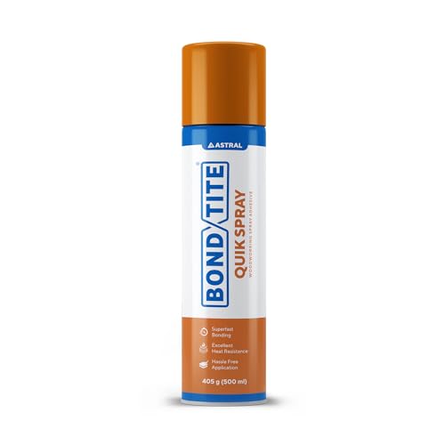 Image of Bondtite Quik Spray 500ml, High-Strength Sprayable Adhesive, Super-Fast Bonding for DIY Crafts, Household Repairs, Woodworking & More, Multi-Purpose & Heat Resistant up to 120C
