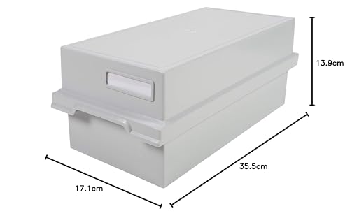 Exacompta 51240D Karteikassette Karteitrog DIN A6 quer. Aus Recycling-Kunststoff mit Deckel und 2 Trennplatten für bis zu 1200 Karteikarten lichtgrau Blauer Engel Karteikasten Karteikasten