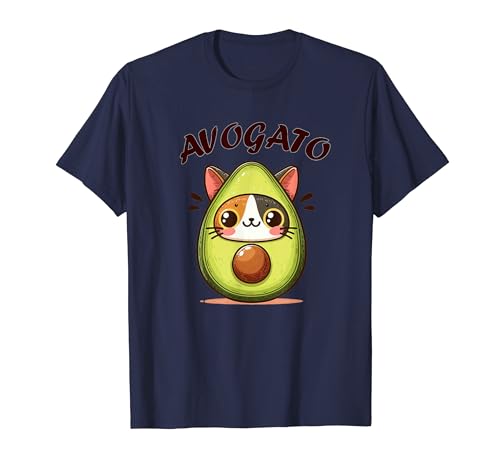 Avocado Cat Cute Face Graphic Avogato Divertente Maglietta