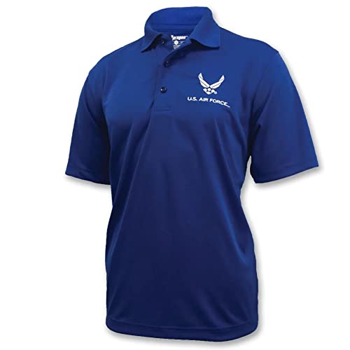Armed Forces Gear Men's US Air Force Performance Polo - Official Licensed United States AIr Force Shirts for Men (Royal)