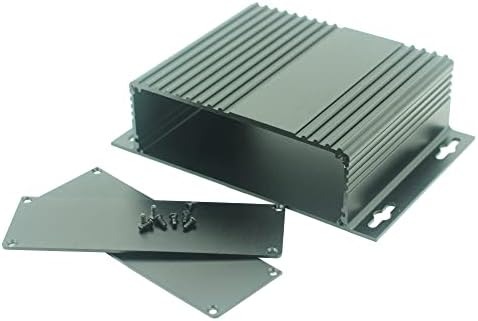 Large Size Extruded Aluminum PCB Box with Flanged Ear Body for Personal Hobby DIY Electronics Development Black Anodizing 3.93 x 5.78 x 1.61 inch (LxWxH)