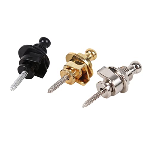 Garneck 6Pcs Guitar Strap Locks Metal Strap Blocks Black Silver for Electric Guitar and Bass Easy to Install Durable Guitar Accessories