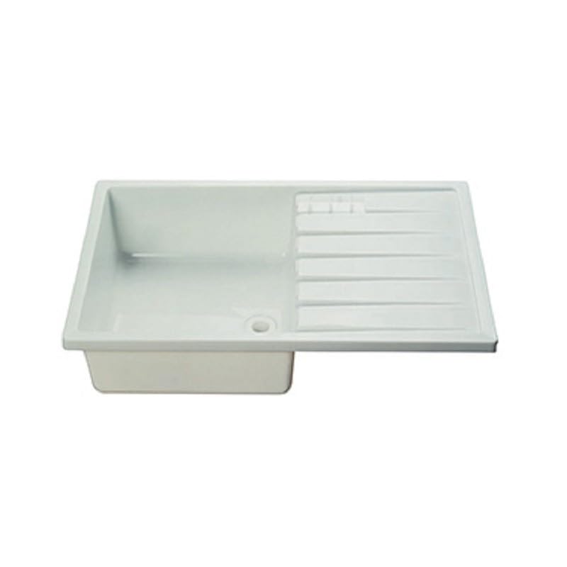 Evier plastique blanc avec égouttoir pour caravane et camping-car