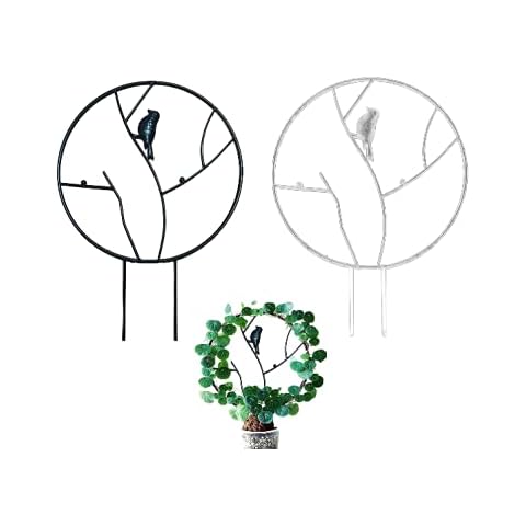SANGDA Garden Trellis for Climbing Plants, 2 Pack Potted Plants Small Trellis Metal Garden Plant Supports Pot Trellis for Climbing Vines Rose Tomato Pea Ivy Cucumbers Cover