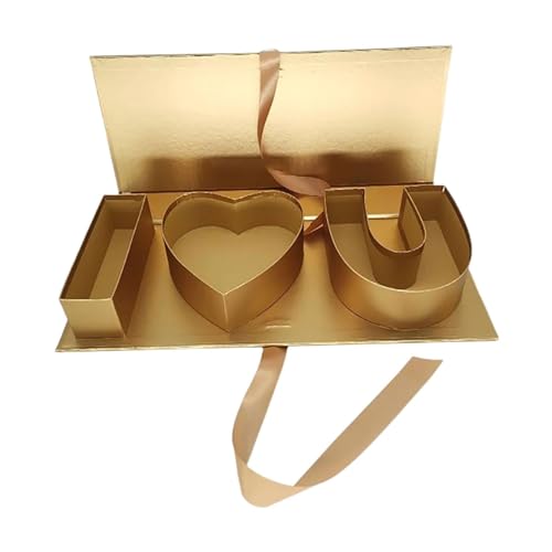 MERIGLARE Letras Rellenables para Decoración Del Día de La Madre, Caja de Regalo Decorativa con Forma de Flor Vacía, para Chocolate, Celebraciones Y Recuerdos D, Dorado, tal como se describe