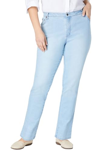 Woman Within Plus Size Womens Plus-Size Straight-Leg Stretch Denim Five-Pocket Jeans