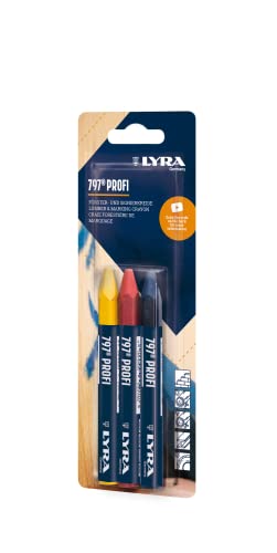 L4878007 LYRA 797® Craie de forage et de signature, professionnelle, à base d'huile, pour marquages résistants aux intempéries, sous blister avec 3 craies...