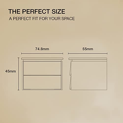Image of Kohler Luxe Wall Mount Bathroom Vanity 750mm | Natural Oak Wood Finish Storage Cabinet | High Density Moisture Resistant HDHMR Material | Termite Proof & Durable Design | 30459IN-MWF | 5 Year Warranty