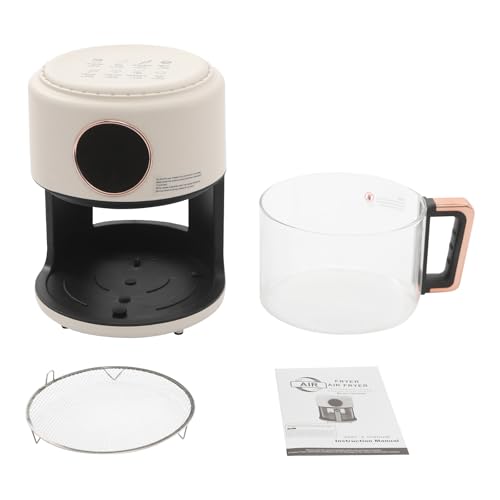 Image of 1200W Glass Air Fryer with 360 Viewable Basket, 3.8QT Borosilicate Airfryer with Touchscreen & 8 Presets Oil-Free Cooker for Family /Outdoor Use (White)