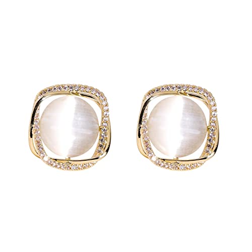 14K Gold Gemstone Stud Post Earrings, Everyday Gem Studs Earrings For Women And Girls, Handmade Jewelry Gifts. (Square) #TOP21