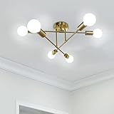 【Requisito de bombillas】 Base de 6 x E27. Máximo 60W por bombilla. (Bombilla no incluida) Es regulable cuando se usa una bombilla regulable y un regulador de intensidad compatible (No incluido)