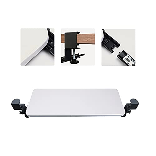 AFCC Tastaturhalterungen,Keyboard Tray with Clamp,Schreibtisch Tastaturauszug,Tragbarer Keyboardständer,Höhenverstellbar 1-8cm,Stabil Ohne Zu Wackeln (Color : White, Size : 52x25cm) Cover