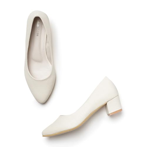 Image of Marc Loire Women's Textured Block Heel Pump Shoes for Office, Party and Formal Occasions