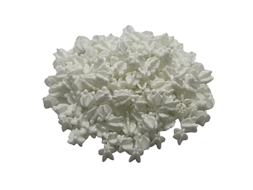 500 PCS Small Plastic Crown Flower Beads for Jewelry Making DIY Garland Craft Supplies (White)