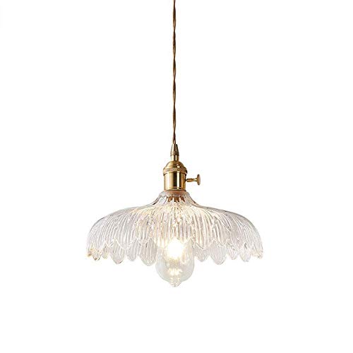 Chandelier de verre moderne transparent lustre vintage suspension laiton