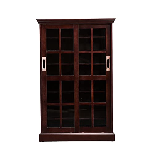 Sei Furniture Sliding Window Pane Door Display Cabinet, Espresso #TOP2