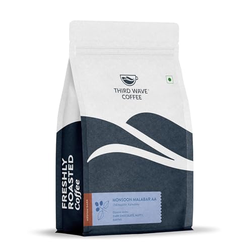 Image of THIRD WAVE COFFEE Arabica Monsoon Malabar Coffee, Medium Roast, Medium Grind for Electric Dripper Brewing, 250g