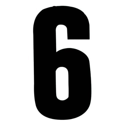 Self Adhesive Wheelie Bin Numbers 17cm - 6 - Black