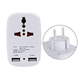 LURICO 2 USB Travel Power Adapter Charging Port Universal Charger Travel Adapter for European Outlets - Type E, Type F - Europe Plug Adapter Works in Germany, France, Europe, Russia & More