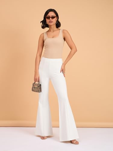 Image of barcino Beige Ribbed Square Neck Tank Top