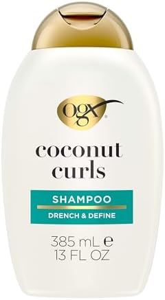 OGX Quenching + Coconut, Curl-Defining Shampoo, Hydrating & Nourishing Curly Hair Shampoo with Coconut Oil, Citrus Oil & Honey, Paraben, Sulfate-Free Surfactants, 13 floz