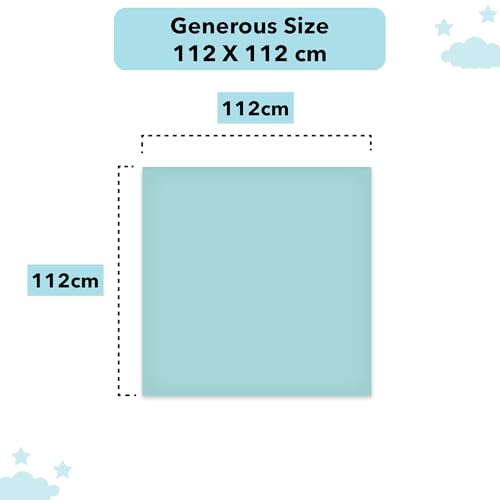 Image of The White Cradle Baby Nursery Swaddle Blanket Wrap 2pcs Pure Organic Cotton Double Layer Muslin Cloth - STERILISED for Your Child's Protection - Super Soft, Absorbent, Large 112x112 cm - Moon & Blue