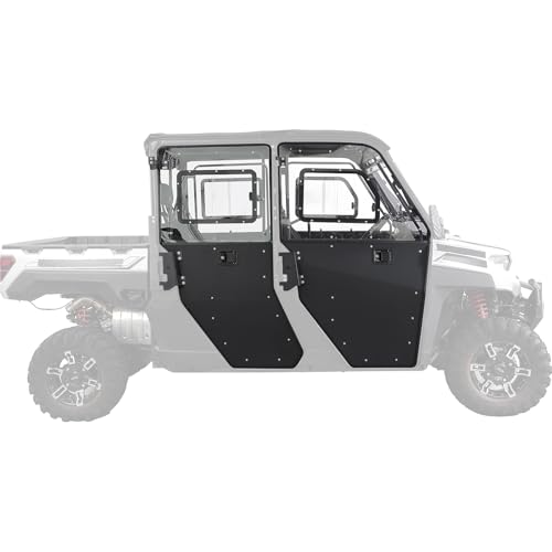 KEMIMOTO 3-in-1 UTV Hard Doors Convertible Full / Half Cab Enclosure Door with PC Vented Window Compatible with Polaris Ranger 1000 XP Crew 2019-2026 With Security Keyed Lock All-Season (4 Set)