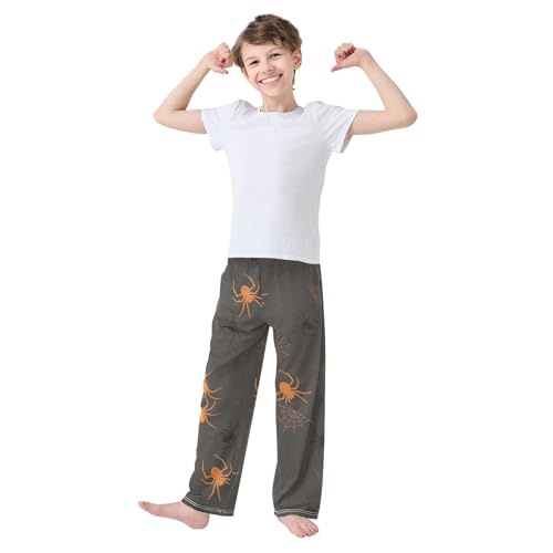 Orange Spider Boys Pants Boys Athletic Pants Long Pant for Boywith Pockets Wide-Leg Size 6-14Y3