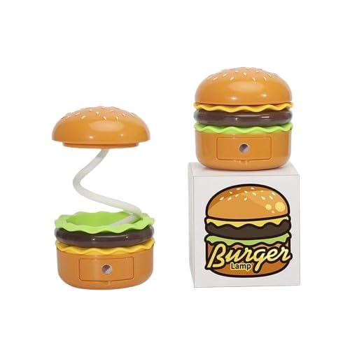 Table Night Lamp for Kids Bedroom with Sharpener & Pen Holder Stand for Girls & Boys, Burger Shaped Desk Light for Kids, Study Table Lamp for Kids 1pcs
