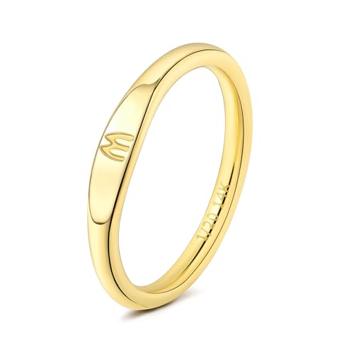 YURZA Gold Initial Rings for Women Non Tarnish Thumb Rings for Teen 14K Gold plated for Women (M 7)