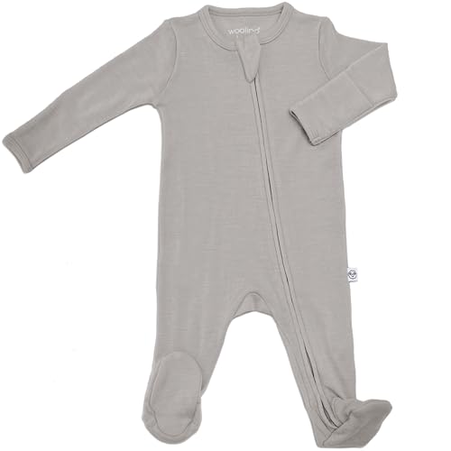 Image of Woolino Toddler Footie Sleeper, Merino Wool Baby Pajamas, One-Piece Sleeper Jumpsuit, Front Zip Footie Romper for Unisex