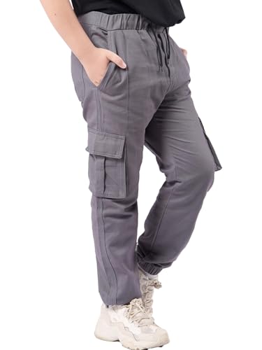 Image of NATUST Boys Cargo Joggers Drawstring Jogging Pants Kids Elastic Waist Trousers 5-14 Years