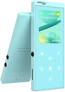 64GB MP3 player with Bluetooth 5.2. 1.8" lossless portable music player with built-in speakers, FM radio, recording, e-book (headphones included)