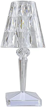 AKT LIGHTING Crystal Table Lamp, Romantic LED Crystal Night Light, 3 Color Changing USB Diamond Nightstand Lamp with Touch Control for Living Room Bedroom, Party Dinner Decorative Acrylic Rays Light