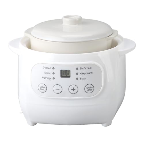 200W Mini Ceramic Stew Cooker, 1L Electric Slow Cooker Porridge Soup Pot with Overheat and Automatic Power Off, for Porridge and Soup Making