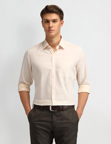 Image of Arrow Men Slim fit Cotton Printed Long Sleeves Semi-Cutaway Collar Shirt