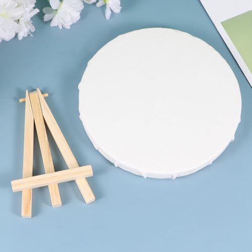 Tableros de pintura con caballete de madera ABOOFAN set de 4 lienzos redondos 7