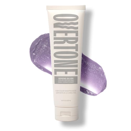 Image of Overtone Daily Color Depositing Conditioner: 4.5oz Temporary Coloring Conditioner w /Shea Butter & Coconut Oil, Refresh Color & Prevent Fading, Vegan & Cruelty-Free, Pastel Silver is Serene Silver