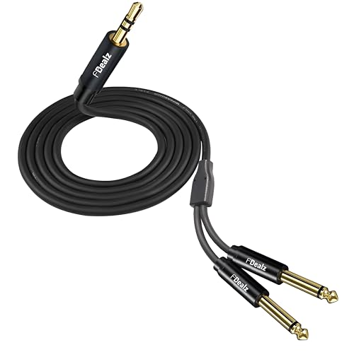 Image of [ 1.5 Meter ] 3.5mm to 2 x Mono 6.35mm Splitter Cable ; 3.5mm 1 /8 inch TRS to Dual 6.35mm 1 /4 inch TS Mono Stereo Y-Cable Splitter Cord for Smartphone, Computer, CD Player, Speakers