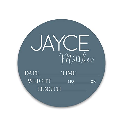 Birth Stat Sign Personalized for Newborn Baby | Solid Color Options | Crib & Nursery Decor, Photography Prop, Baby Shower Gifts, Gender Reveal, Pregnancy Announcement, Hickory Hollow Designs (Blue)