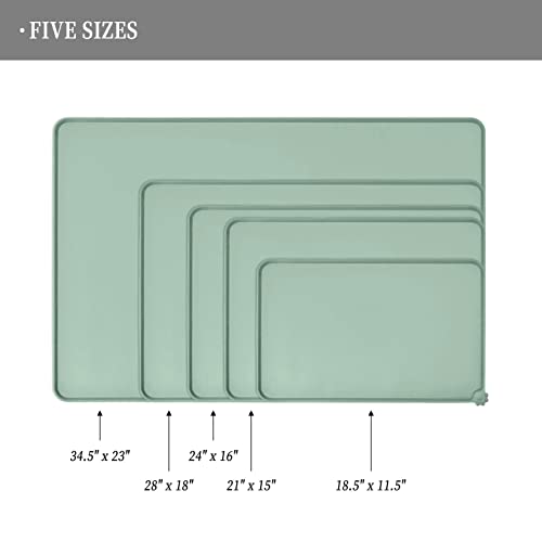 Waterproof Pet Feeding Mat with High Raised Edges, Heavier and Thicker Placemats for Cat Dog Water Bowl with BPA Free, Dogs Cats Food Mats for Messy Drinkers to Prevent Spill and Protect Floors